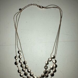 Napier Designer 18” Gold Tone Vintage Necklace Station 3 Row Disc Beads Rare